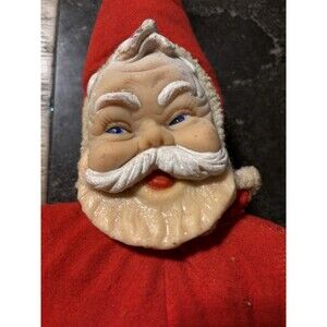 Vtg 40's plush Santa doll Christmas decor With Celluloid Face 18 Inches